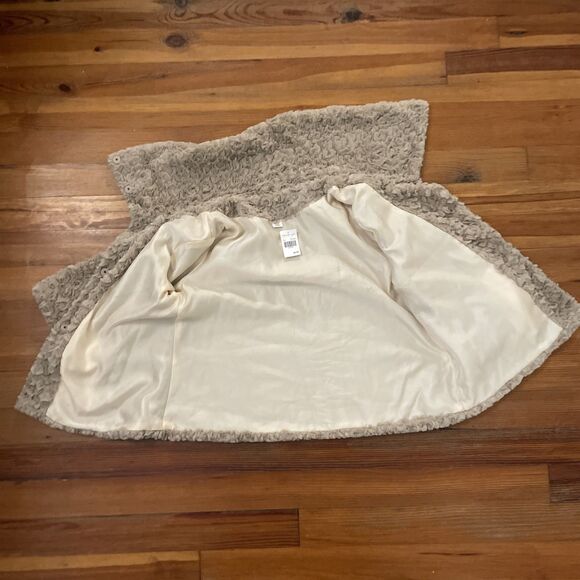 Taupe Faux Fur Swing Coat Jacket Womens Size M/L New - Picture 4 of 11